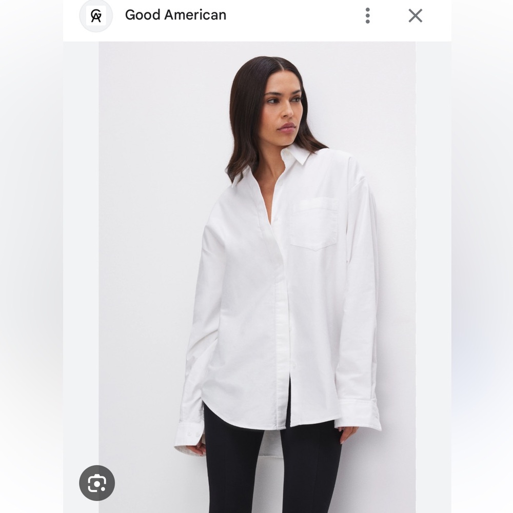 Good American White Oxford Button Down Shirt